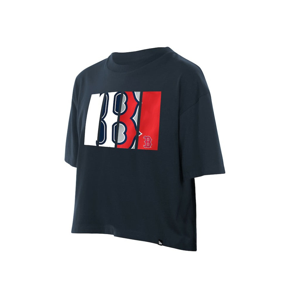 Boston Red Sox Women's Boxy Foil Logo T-Shirt - Navy | New Era