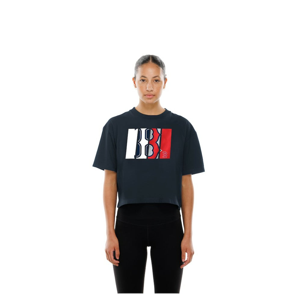 Boston Red Sox Women's Boxy Foil Logo T-Shirt - Navy | New Era