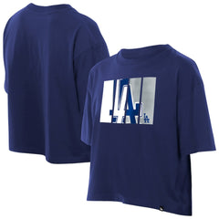Los Angeles Dodgers Women's Boxy Foil Logo T-Shirt - Royal | New Era