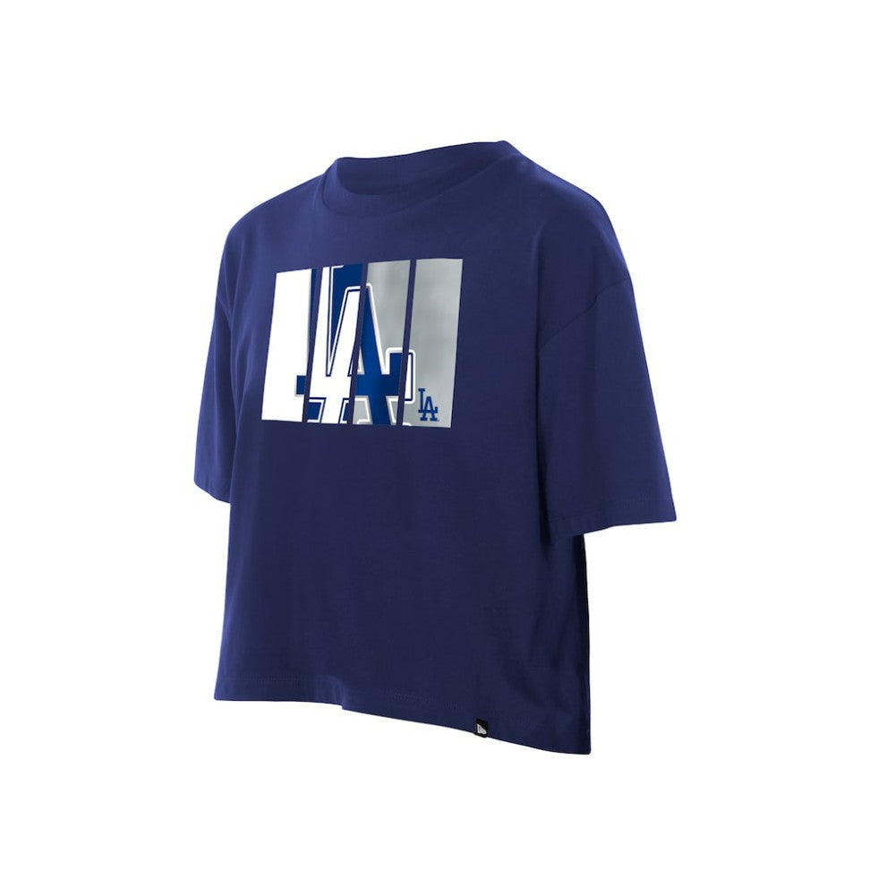 Los Angeles Dodgers Women's Boxy Foil Logo T-Shirt - Royal | New Era