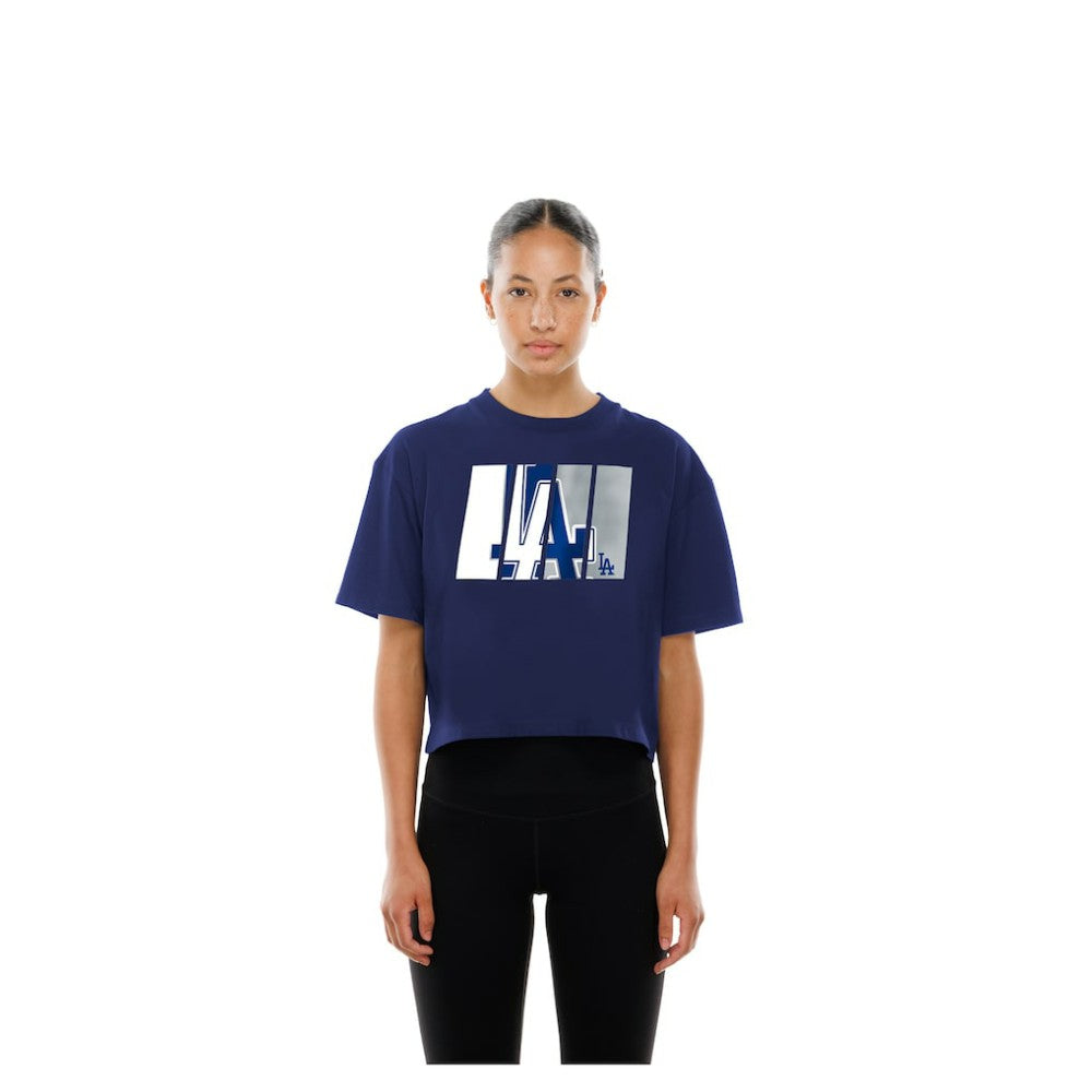 Los Angeles Dodgers Women's Boxy Foil Logo T-Shirt - Royal | New Era