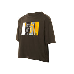 San Diego Padres Women's Boxy Foil Logo T-Shirt - Brown | New Era