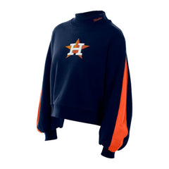Houston Astros Women's Mock Neck Balloon Sleeve Sweatshirt - Navy | New Era