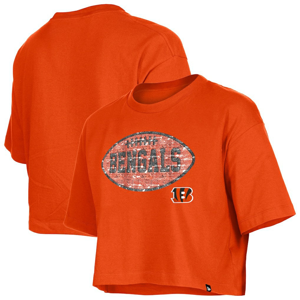 NFL Cincinnati Bengals Girl's Flip Sequin Boxy T-Shirt