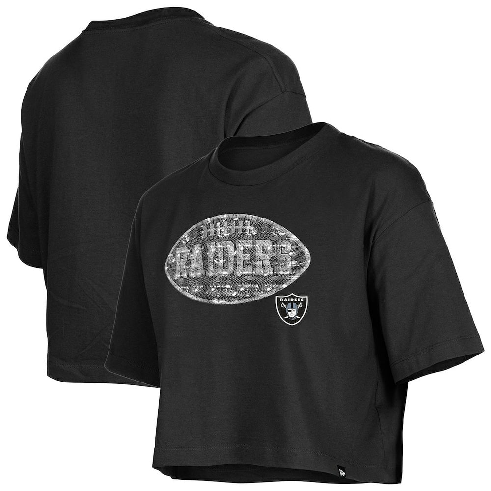 NFL Las Vegas Raiders Girl's Flip Sequin Boxy T-Shirt