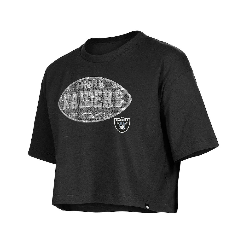 NFL Las Vegas Raiders Girl's Flip Sequin Boxy T-Shirt