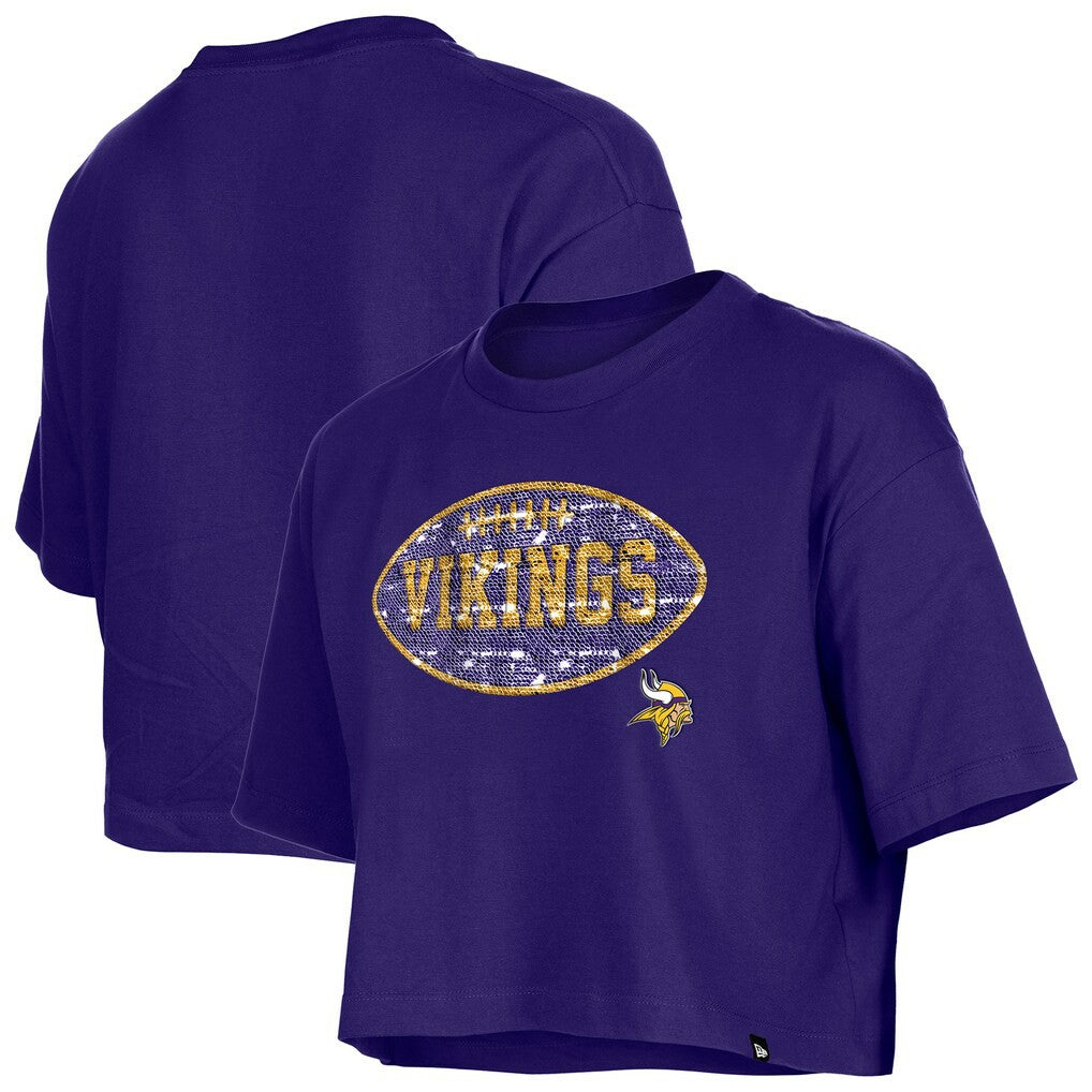 NFL Minnesota Vikings Girl's Flip Sequin Boxy T-Shirt
