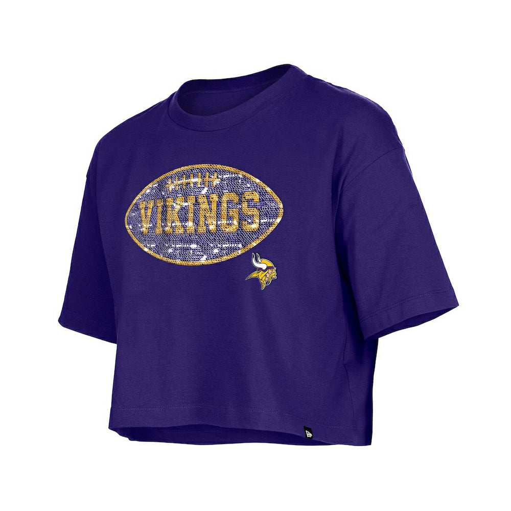 NFL Minnesota Vikings Girl's Flip Sequin Boxy T-Shirt