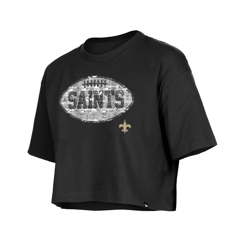 NFL New Orleans Saints Girl's Flip Sequin Boxy T-Shirt