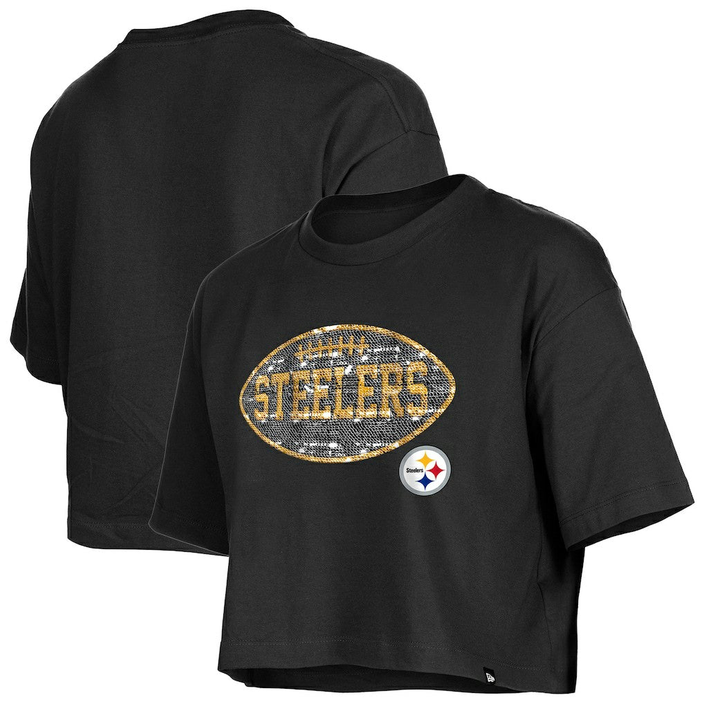 NFL Pittsburgh Steelers Girl's Flip Sequin Boxy T-Shirt