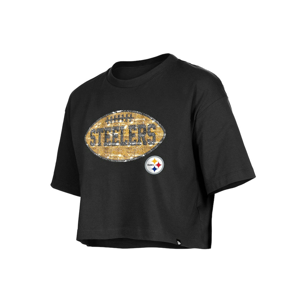 NFL Pittsburgh Steelers Girl's Flip Sequin Boxy T-Shirt