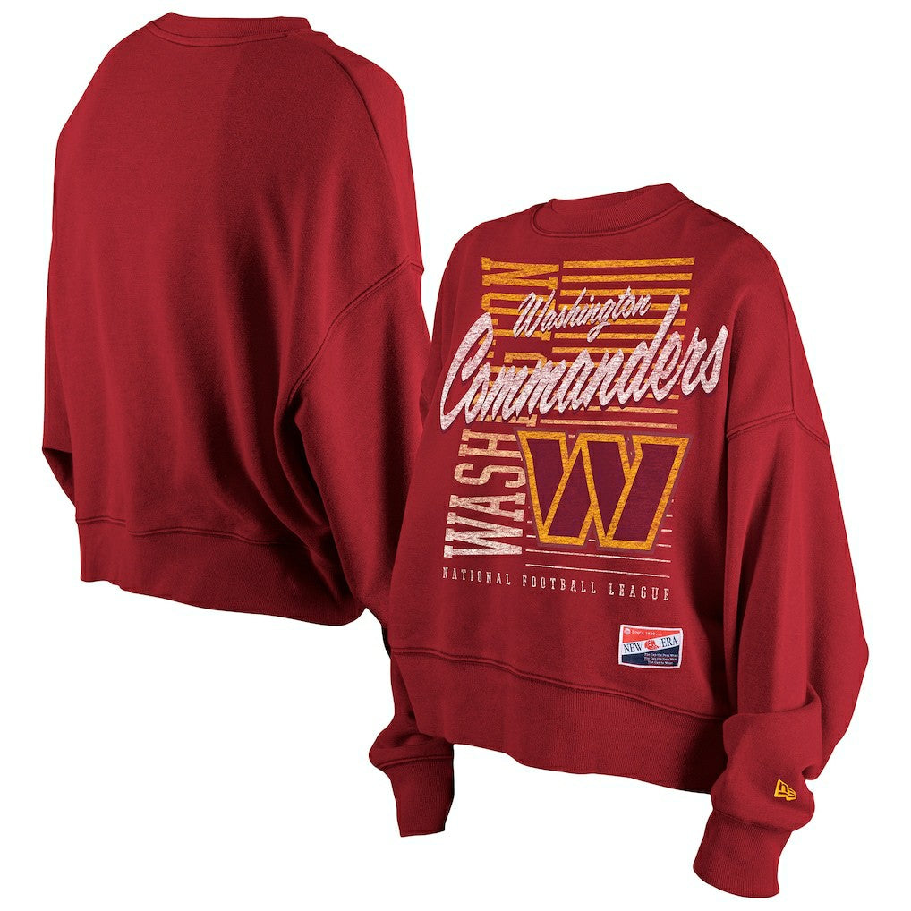 NFL Washington Commanders Women's Oversized Throwback Mineral Wash Crew Neck Sweatshirt