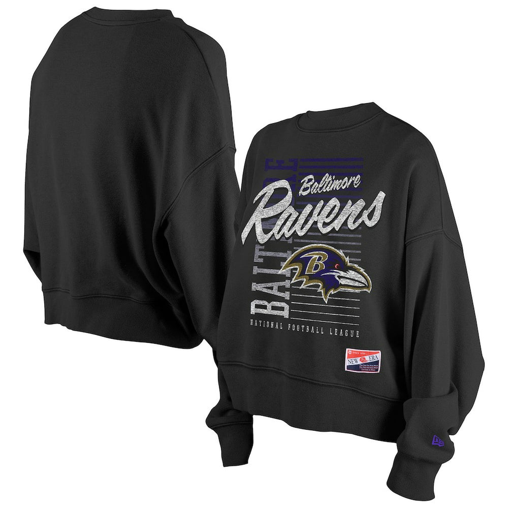NFL Baltimore Ravens Women's Oversized Throwback Mineral Wash Crew Neck Sweatshirt