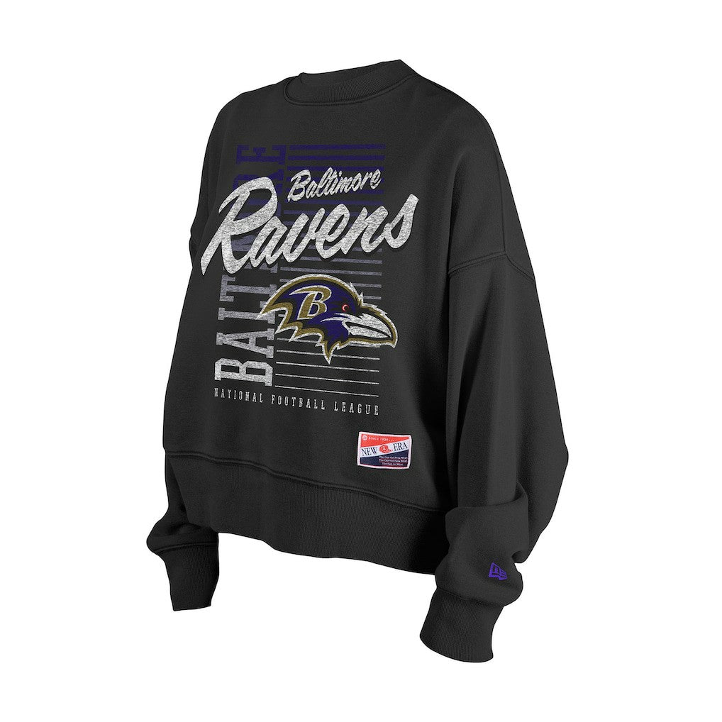 NFL Baltimore Ravens Women's Oversized Throwback Mineral Wash Crew Neck Sweatshirt