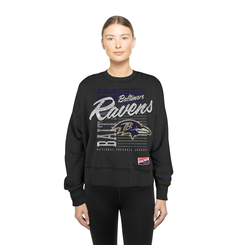 NFL Baltimore Ravens Women's Oversized Throwback Mineral Wash Crew Neck Sweatshirt
