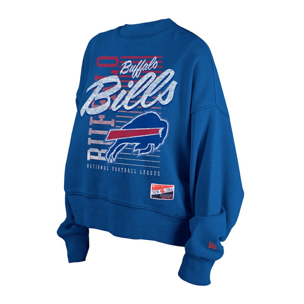 NFL Buffalo Bills Women's Oversized Throwback Mineral Wash Crew Neck Sweatshirt
