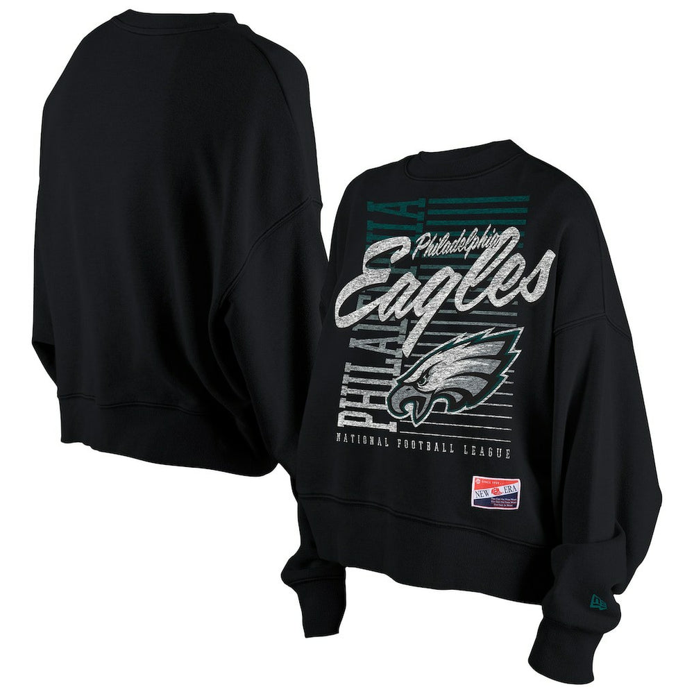 NFL Philadelphia Eagles Women's Oversized Throwback Mineral Wash Crew Neck Sweatshirt
