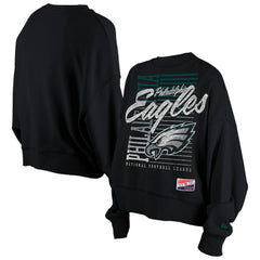 NFL Philadelphia Eagles Women's Oversized Throwback Mineral Wash Crew Neck Sweatshirt