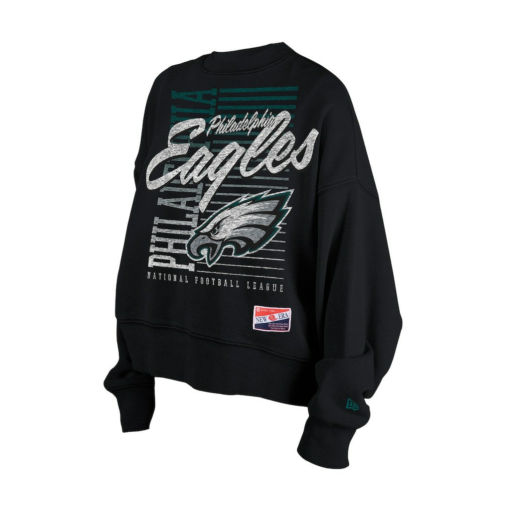 NFL Philadelphia Eagles Women's Oversized Throwback Mineral Wash Crew Neck Sweatshirt
