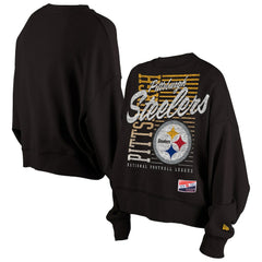 NFL Pittsburgh Steelers Women's Oversized Throwback Mineral Wash Crew Neck Sweatshirt
