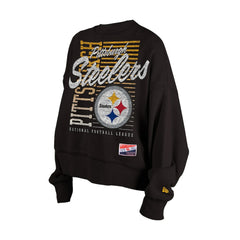 NFL Pittsburgh Steelers Women's Oversized Throwback Mineral Wash Crew Neck Sweatshirt