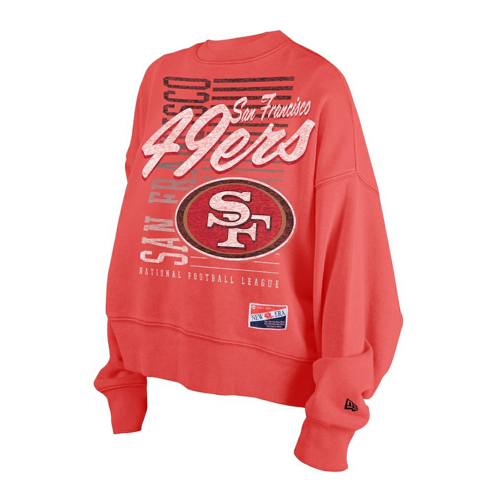 NFL San Francisco 49ers Women's Oversized Throwback Mineral Wash Crew Neck Sweatshirt