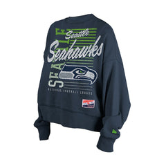 NFL Seattle Seahawks Women's Oversized Throwback Mineral Wash Crew Neck Sweatshirt