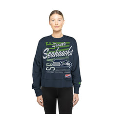NFL Seattle Seahawks Women's Oversized Throwback Mineral Wash Crew Neck Sweatshirt