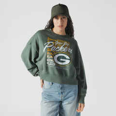 NFL Green Bay Packers Women's Oversized Throwback Mineral Wash Crew Neck Sweatshirt