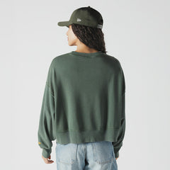 NFL Green Bay Packers Women's Oversized Throwback Mineral Wash Crew Neck Sweatshirt