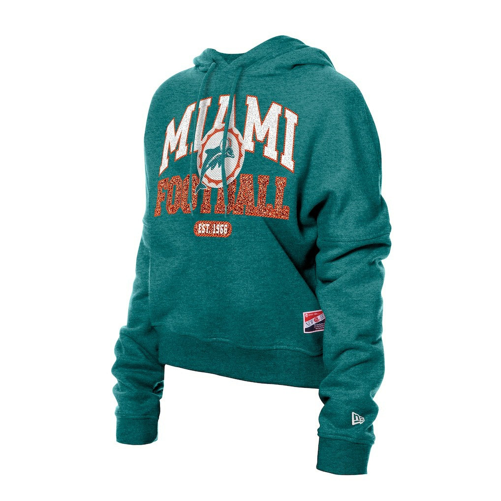 NFL Miami Dolphins Women's Throwback Boxy Hoodie Sweatshirt