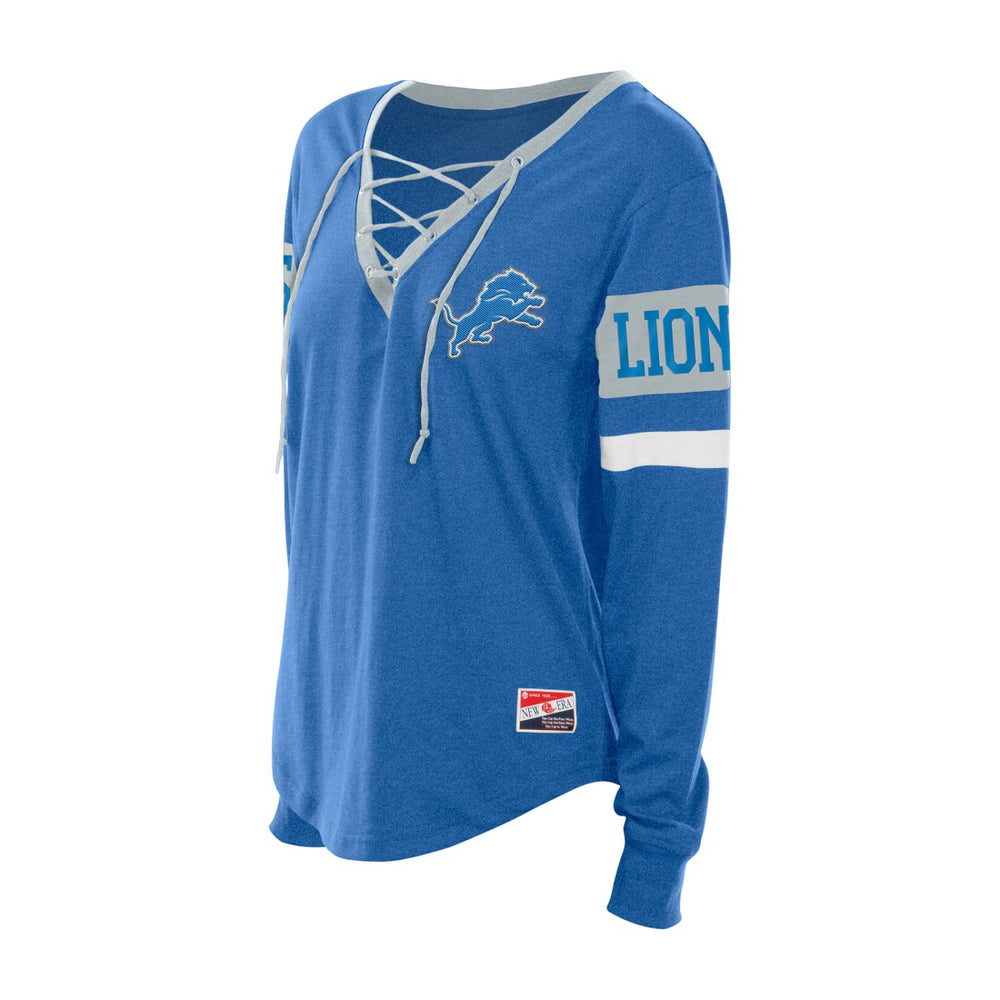 NFL Detroit Lions Women's Throwback Lace-Up Long-Sleeve T-Shirt
