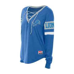 NFL Detroit Lions Women's Throwback Lace-Up Long-Sleeve T-Shirt