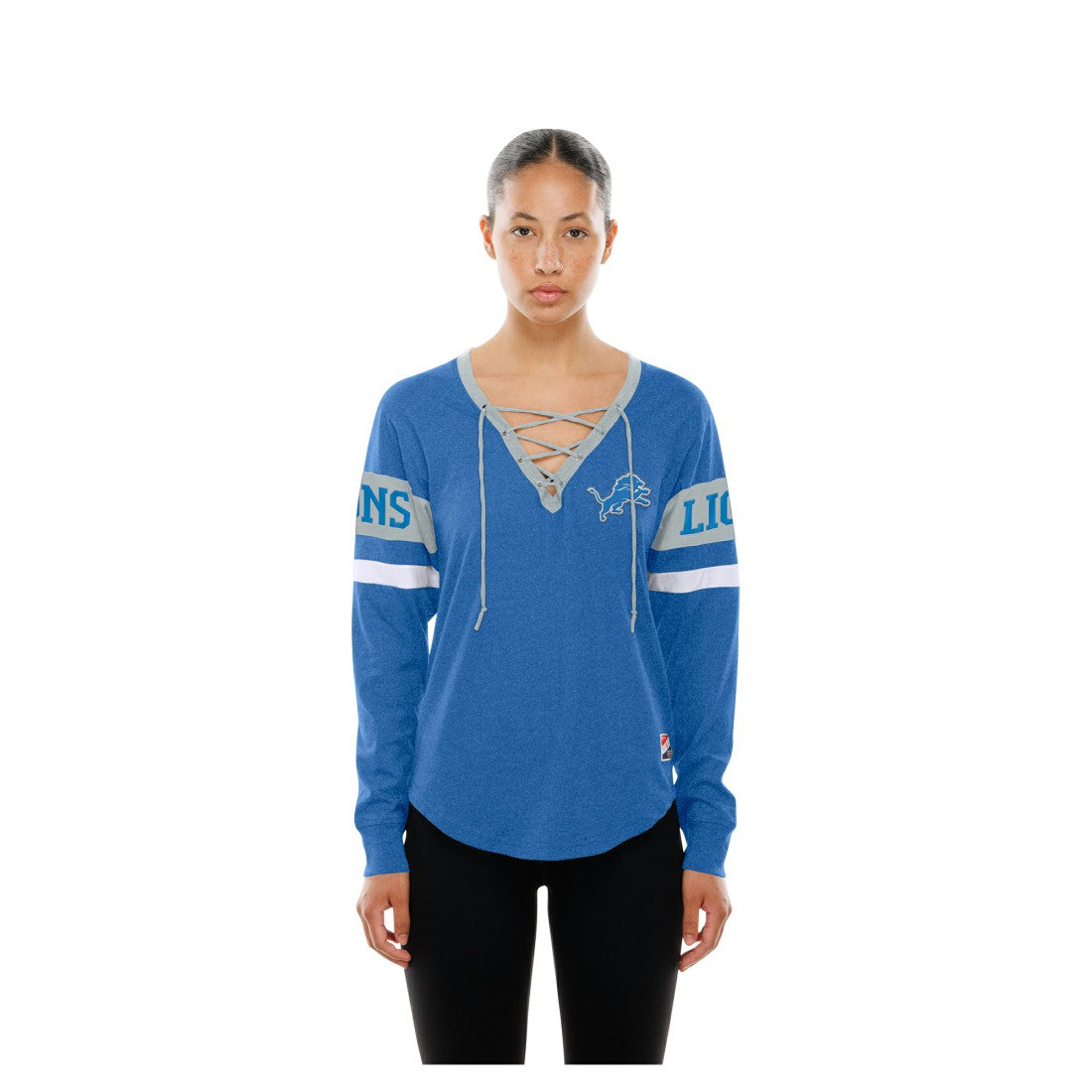 NFL Detroit Lions Women's Throwback Lace-Up Long-Sleeve T-Shirt