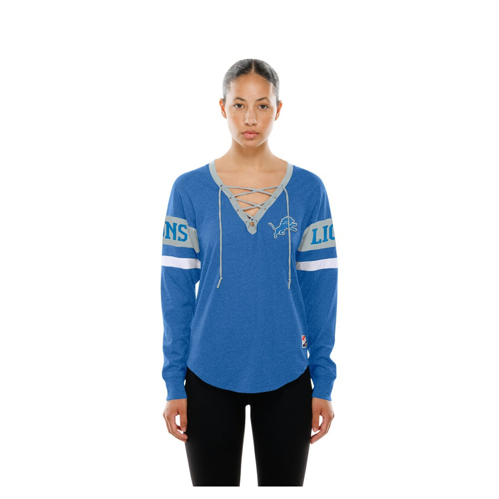 NFL Detroit Lions Women's Throwback Lace-Up Long-Sleeve T-Shirt