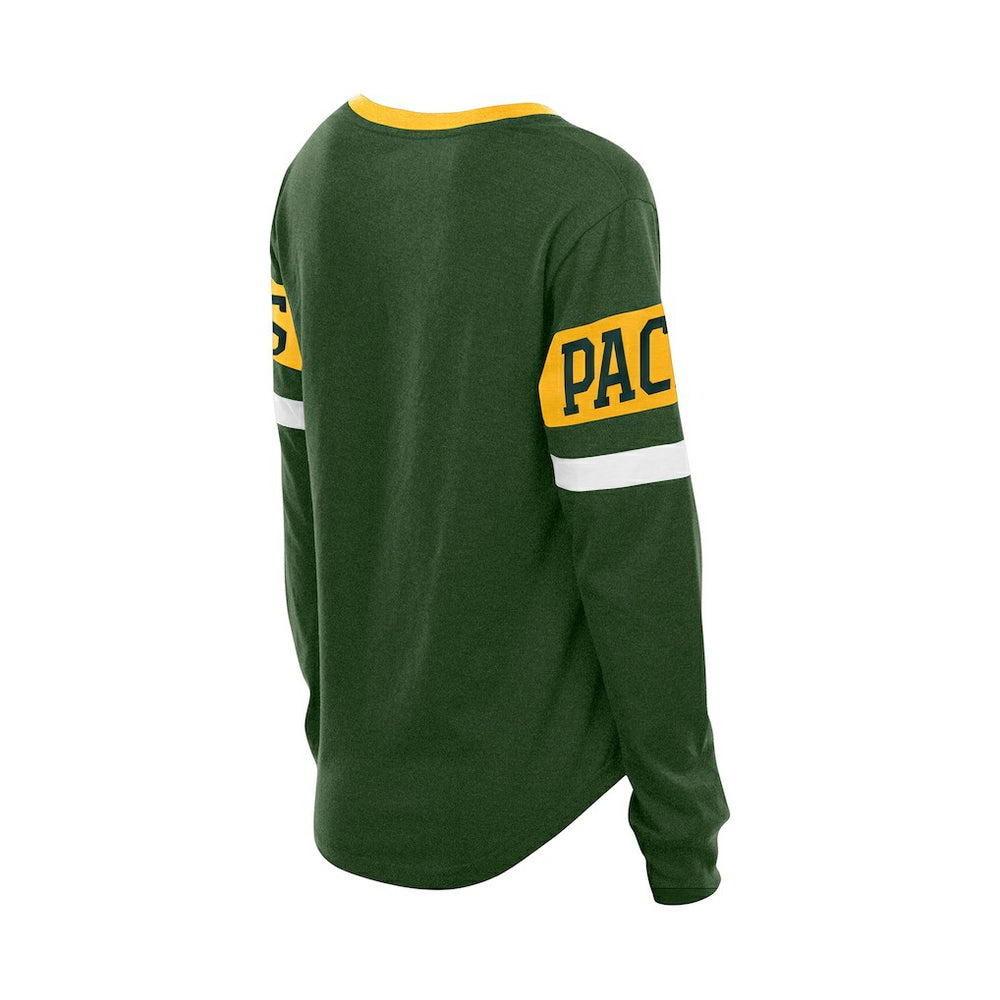 NFL Green Bay Packers Women's Throwback Lace-Up Long-Sleeve T-Shirt