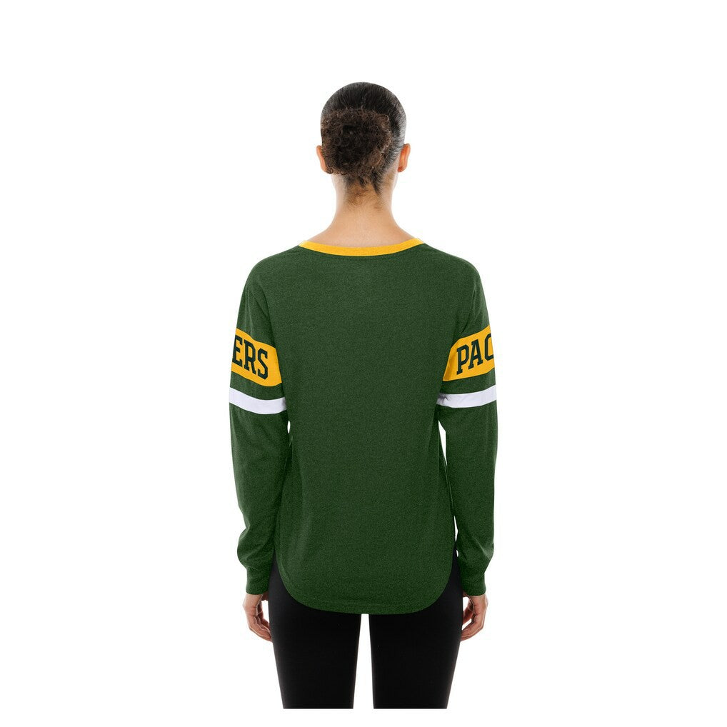 NFL Green Bay Packers Women's Throwback Lace-Up Long-Sleeve T-Shirt