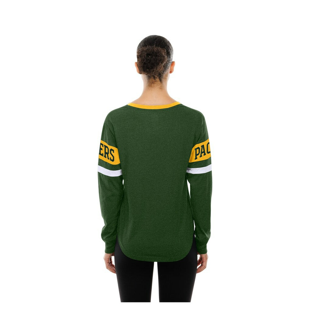 NFL Green Bay Packers Women's Throwback Lace-Up Long-Sleeve T-Shirt