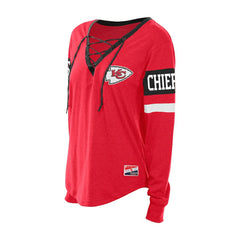 NFL Kansas City Chiefs Women's Throwback Lace-Up Long-Sleeve T-Shirt