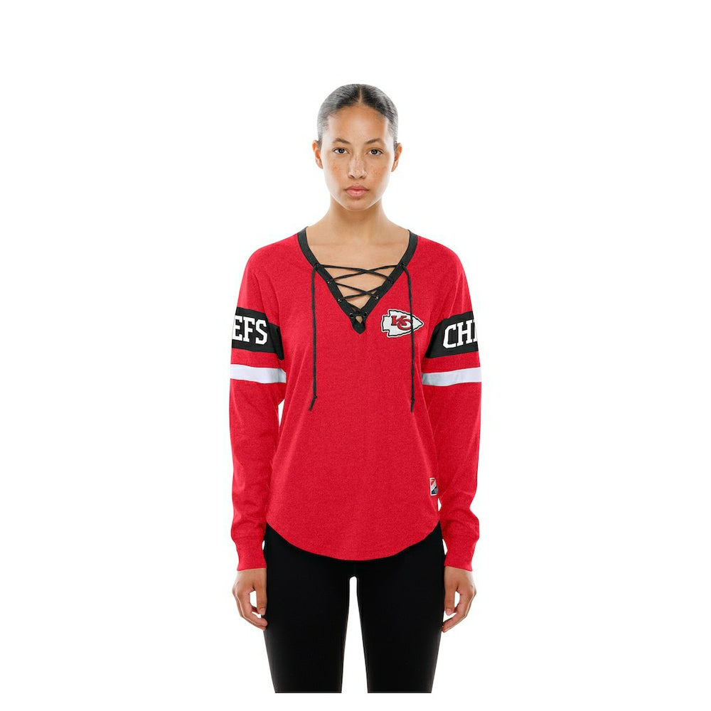 NFL Kansas City Chiefs Women's Throwback Lace-Up Long-Sleeve T-Shirt