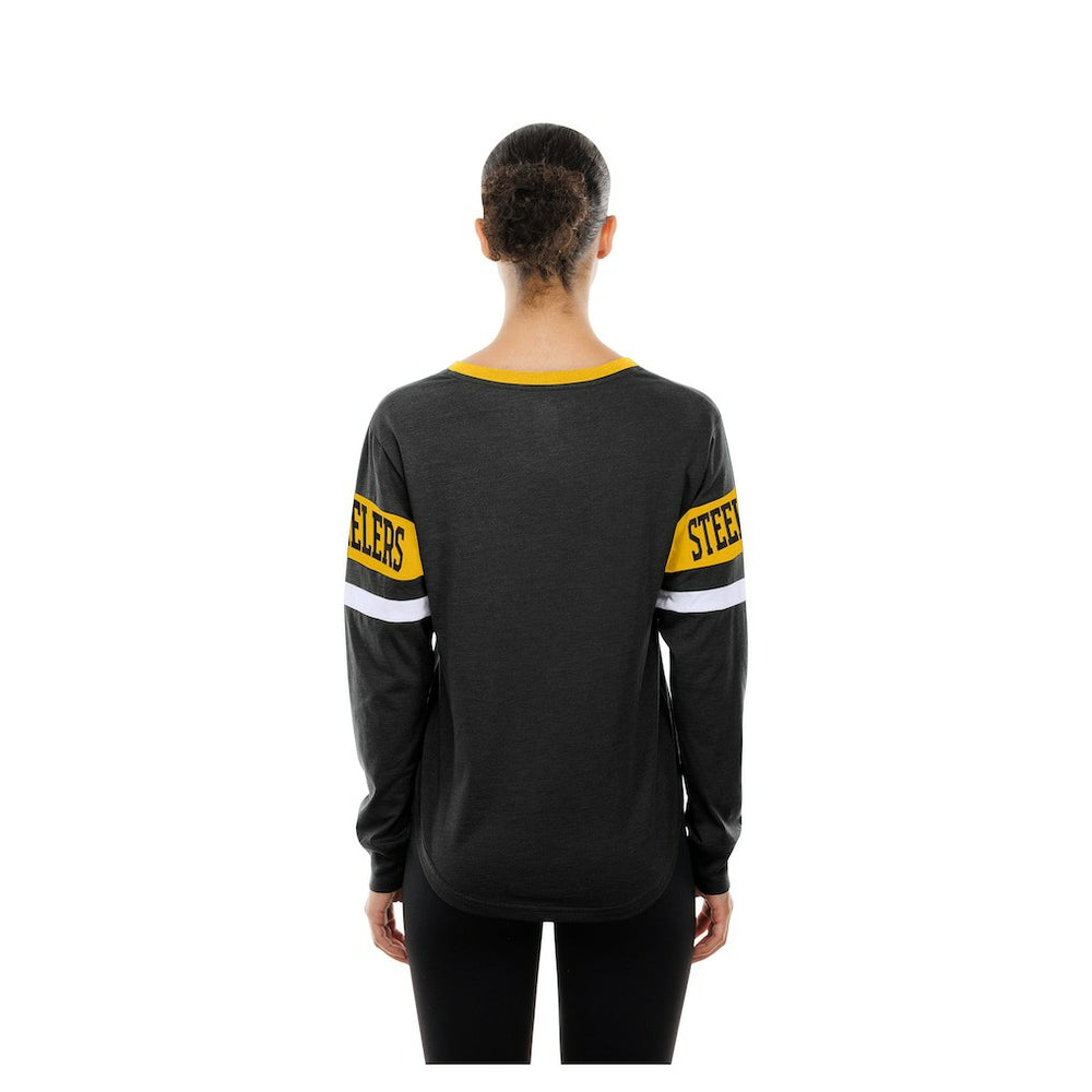 NFL Pittsburgh Steelers Women's Throwback Lace-Up Long-Sleeve T-Shirt