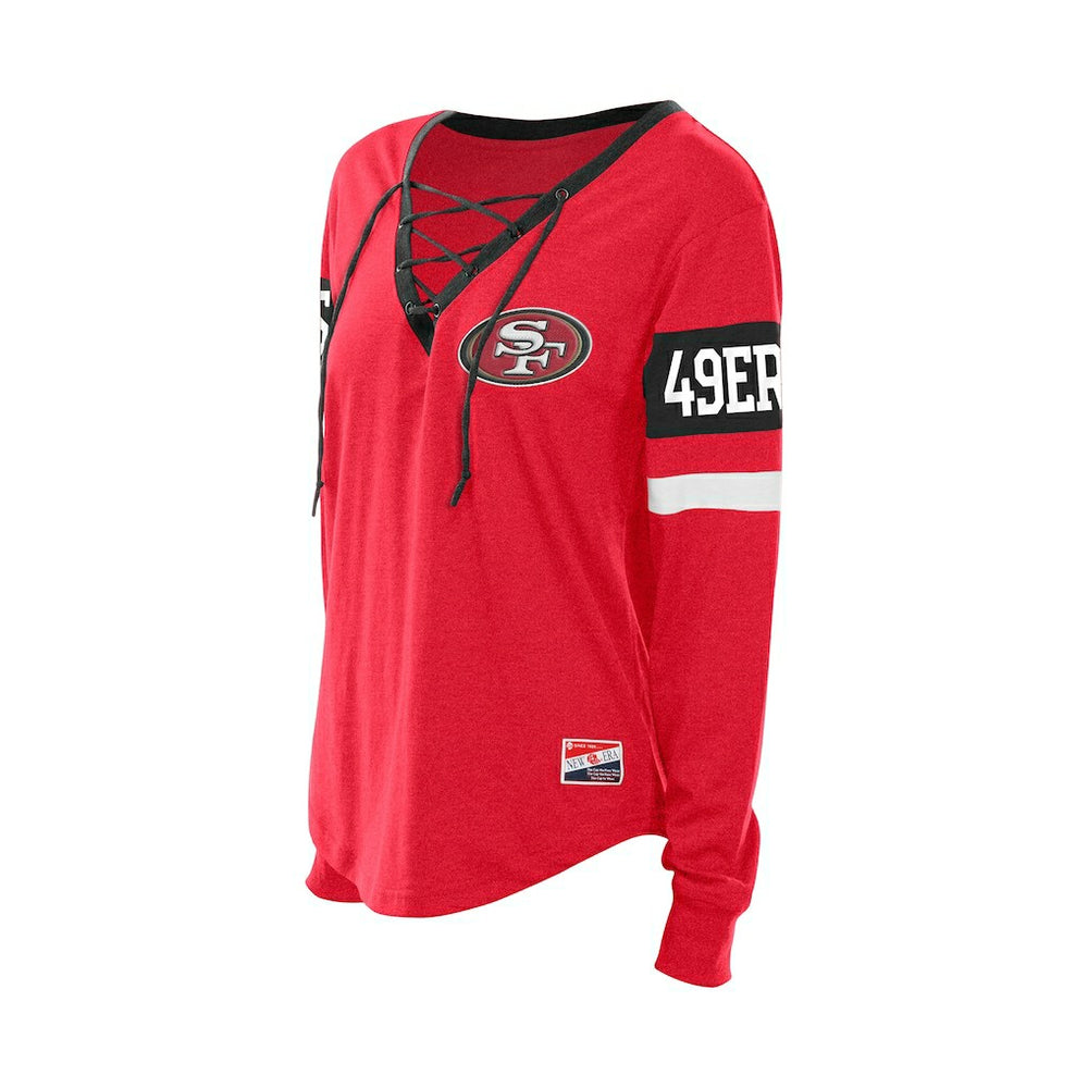 NFL San Francisco 49ers Women's Throwback Lace-Up Long-Sleeve T-Shirt