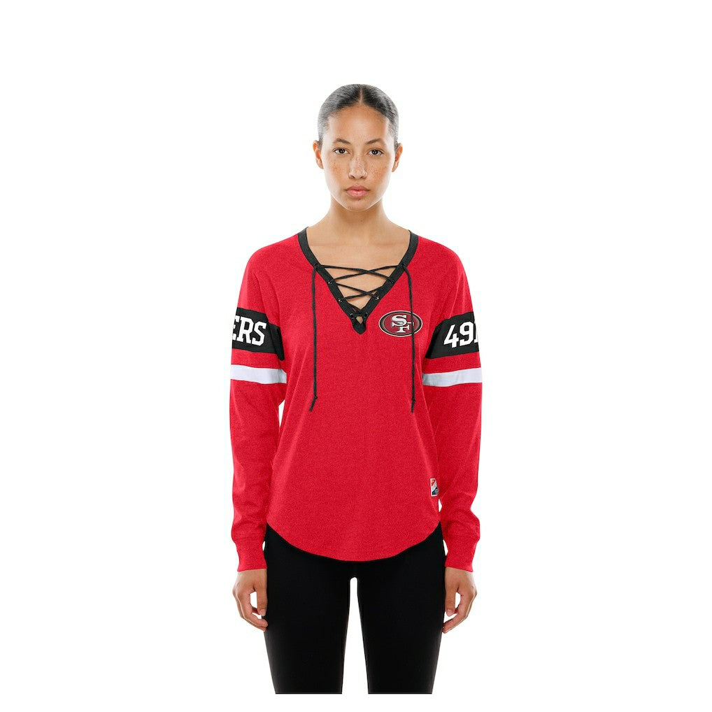 NFL San Francisco 49ers Women's Throwback Lace-Up Long-Sleeve T-Shirt