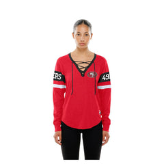 NFL San Francisco 49ers Women's Throwback Lace-Up Long-Sleeve T-Shirt