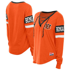 NFL Cincinnati Bengals Women's Throwback Lace-Up Long-Sleeve T-Shirt