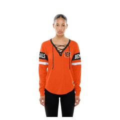 NFL Cincinnati Bengals Women's Throwback Lace-Up Long-Sleeve T-Shirt