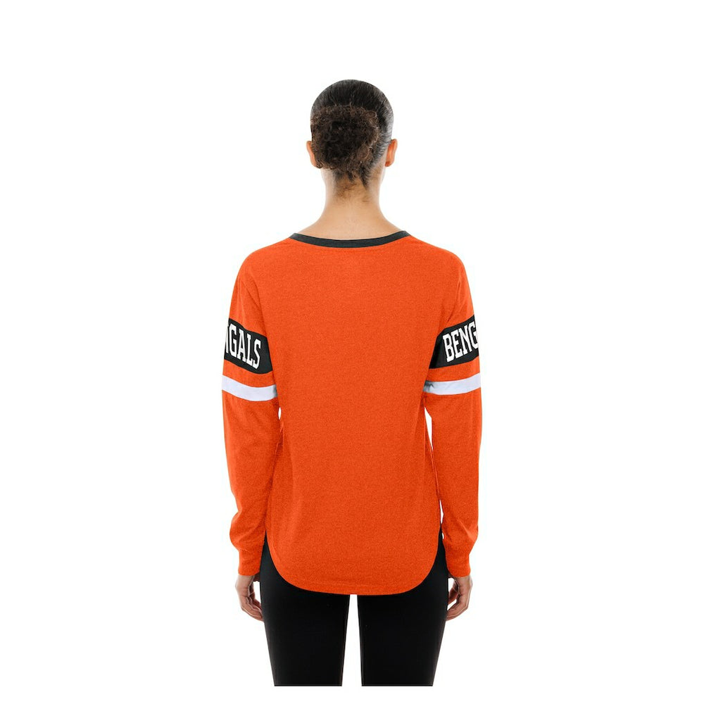 NFL Cincinnati Bengals Women's Throwback Lace-Up Long-Sleeve T-Shirt