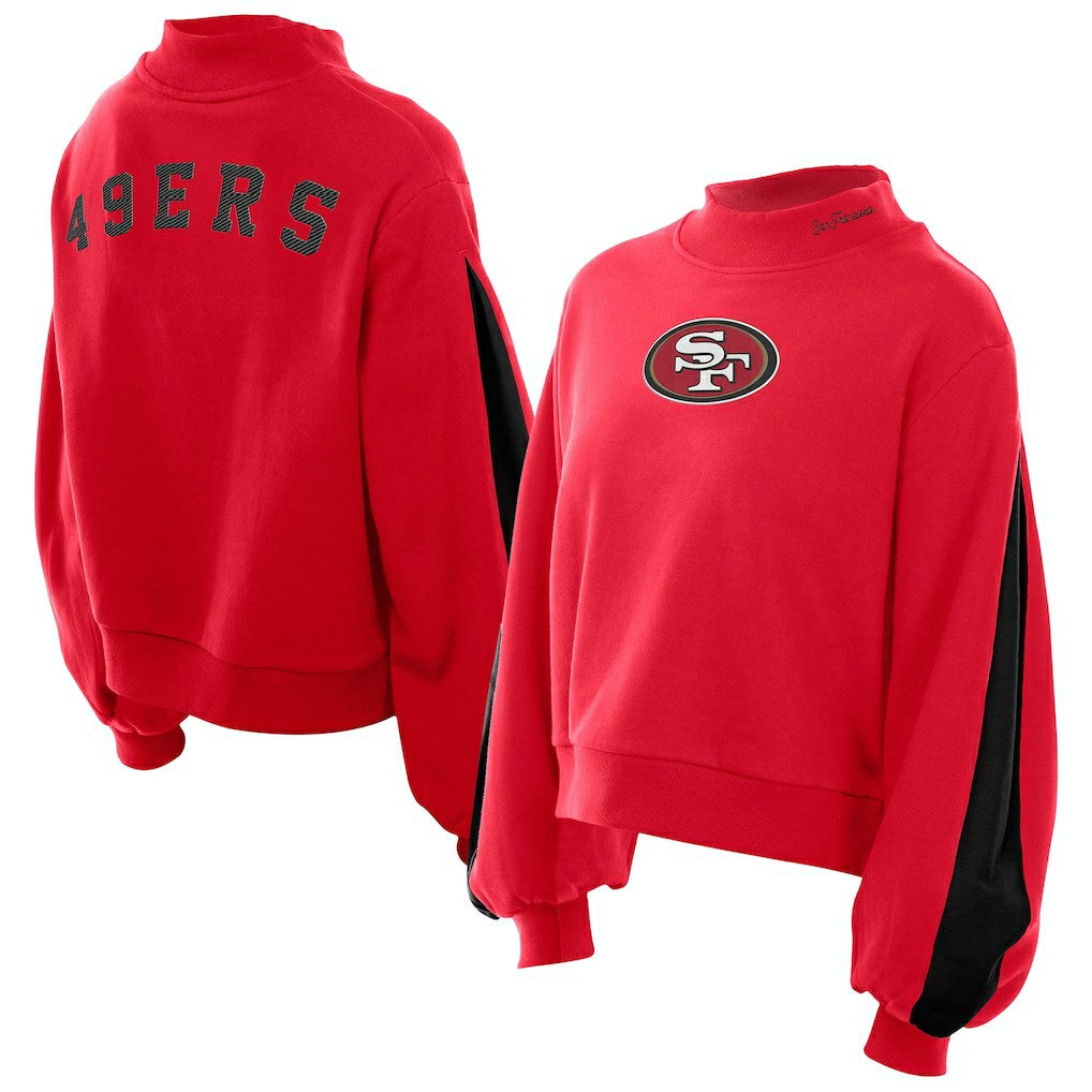 NFL San Francisco 49ers Women's Sport Night Mock Neck Balloon Sleeve Pullover Sweatshirt