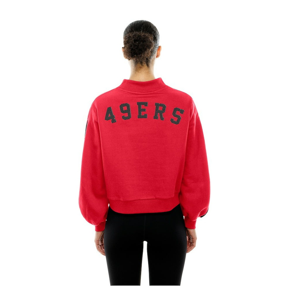 NFL San Francisco 49ers Women's Sport Night Mock Neck Balloon Sleeve Pullover Sweatshirt