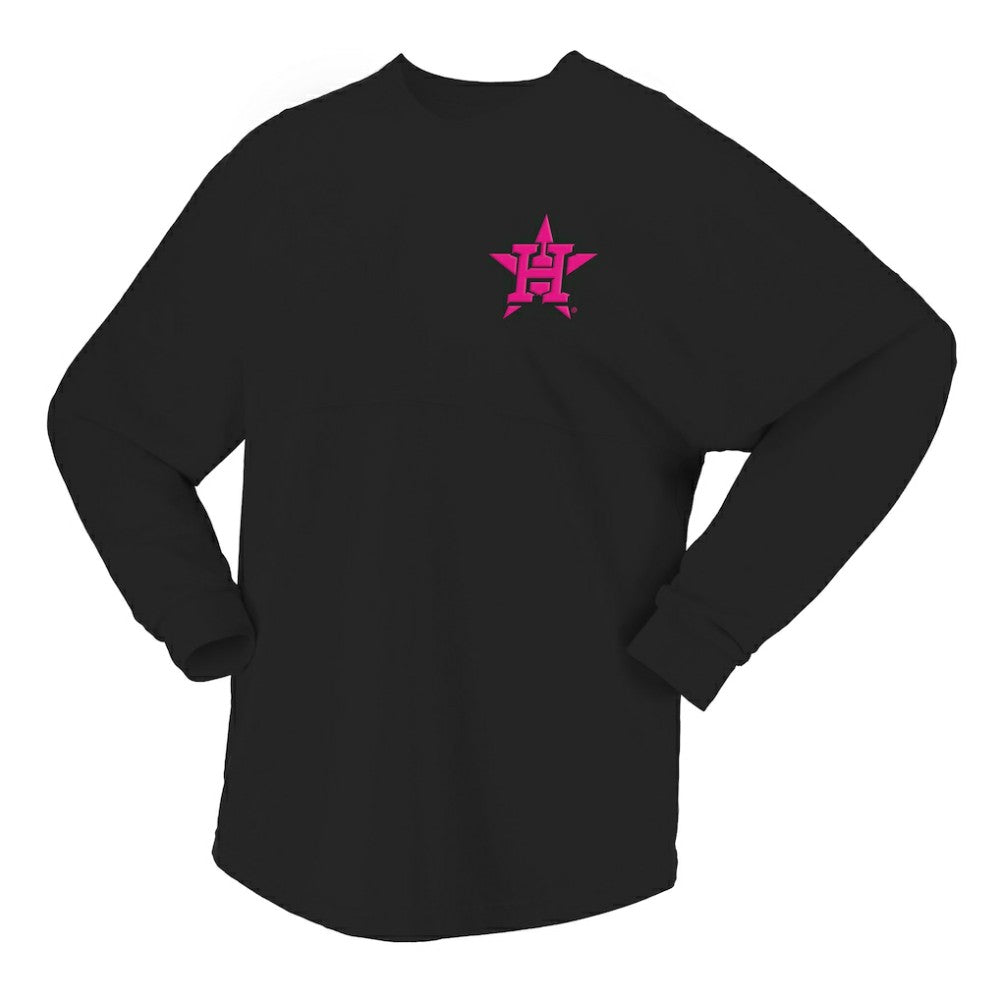 Houston Astros Women's Neon Jersey Long Sleeve T-Shirt - Black